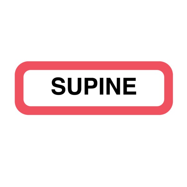 Position Labels - Supine 1/2" x 1-1/2" White w/Red & Black